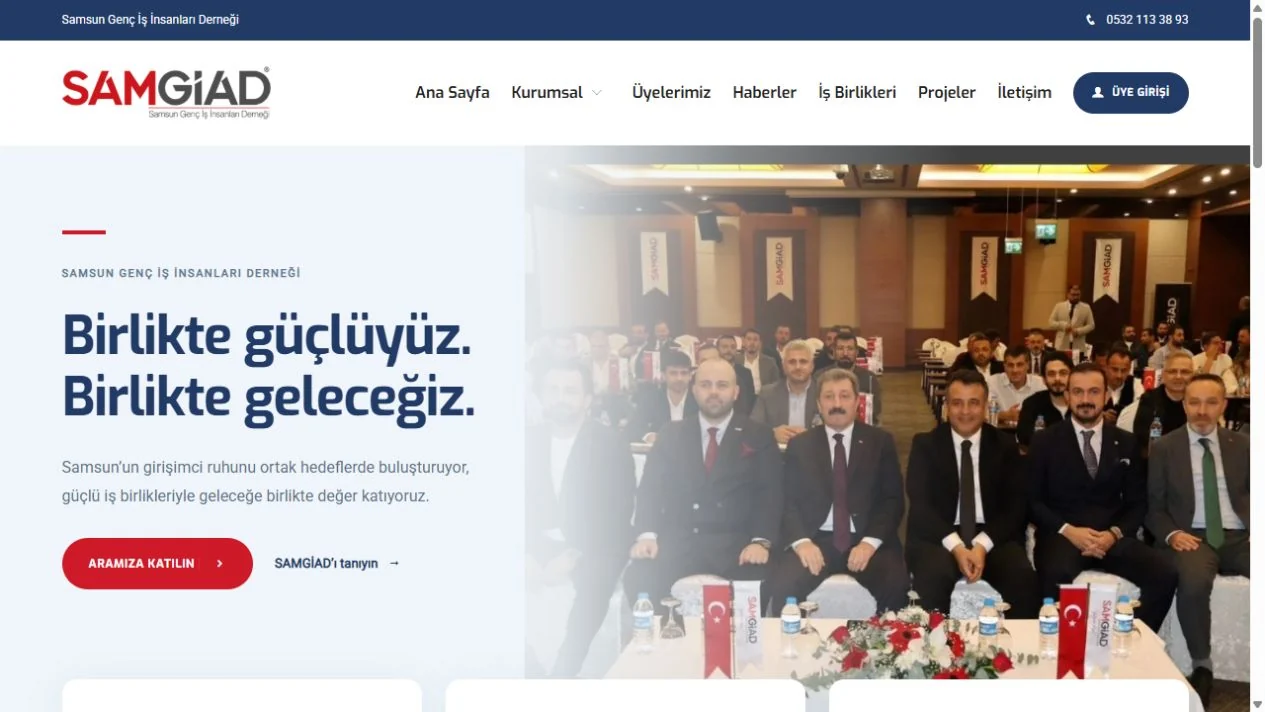 SAMGİAD web sitesi ana sayfası